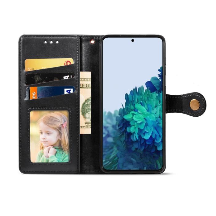 Bild 3, Samsung Galaxy S22 Fodral Solid Läder Magnetisk Mässing Svart
