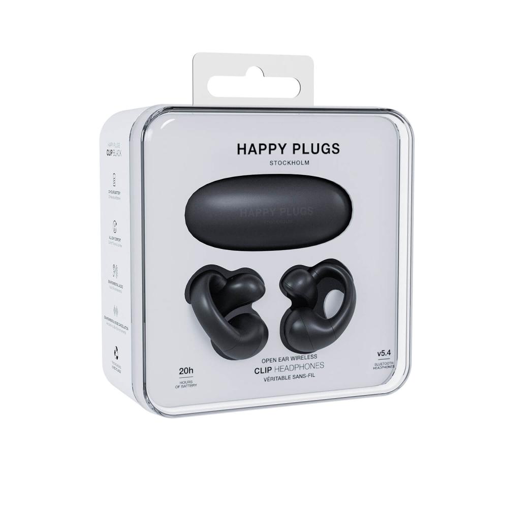 Happy Plugs In-Ear Hörlurar Clip OWS True-Wireless Svart