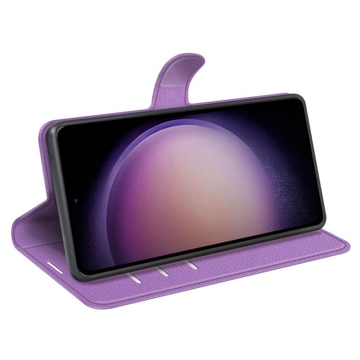 Bild 3, Samsung Galaxy S23 FE Fodral Litchi Textur Lila