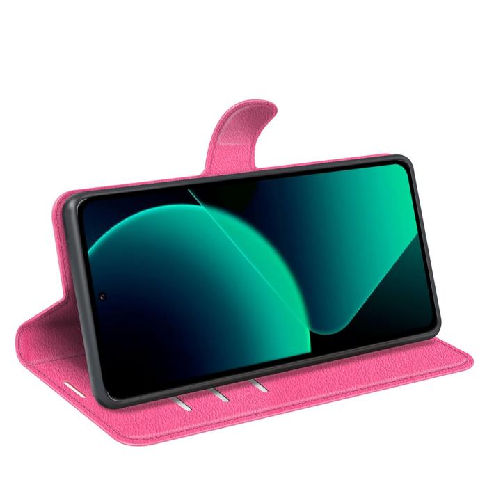 Bild 3, Xiaomi 13T / 13T Pro Fodral Litchi Läder Rosa
