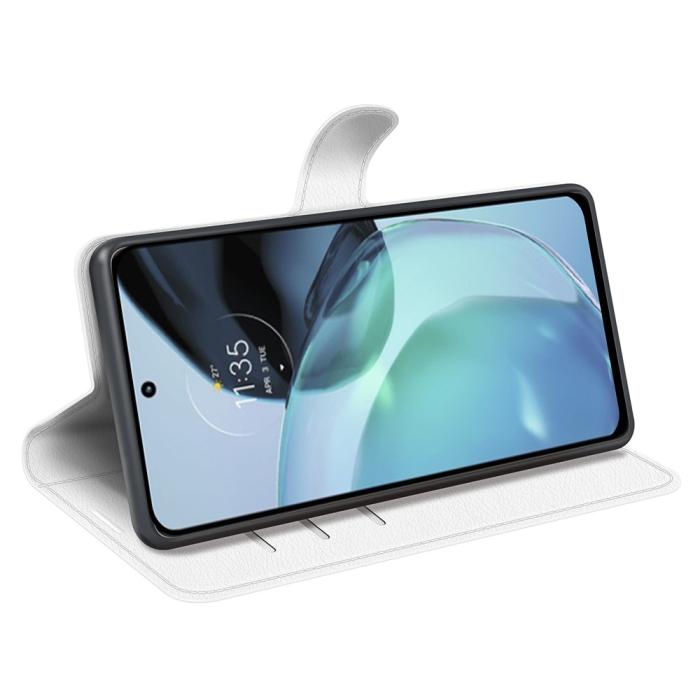 Bild 3, Google Pixel 7A Fodral Litchi Textur Läder Vit