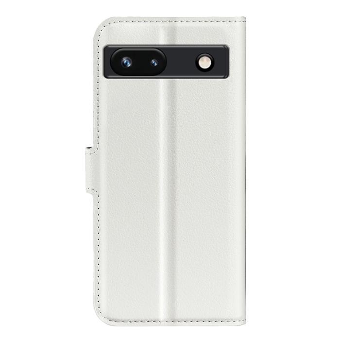 Bild 6, Google Pixel 7A Fodral Litchi Textur Läder Vit