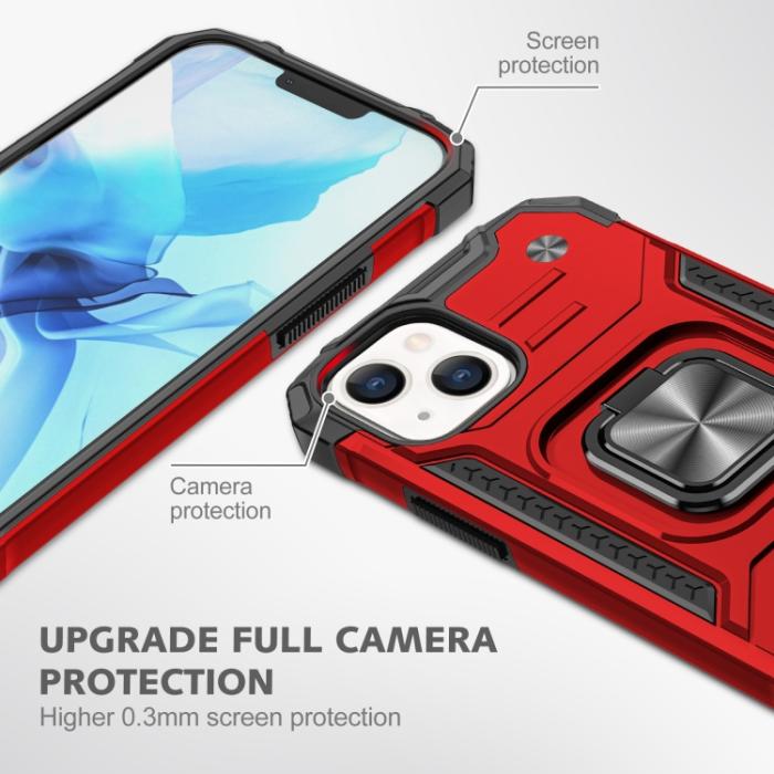 Bild 5, iPhone 14 Pro Skal Shockproof Hybrid Ring Röd