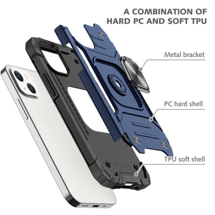 Bild 2, iPhone 14 Pro Skal Shockproof Hybrid Ring Blå