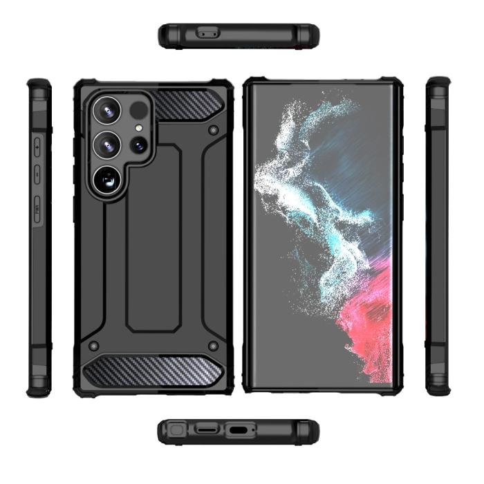 Bild 3, Galaxy S24 Ultra Skal Shockproof Hybrid Armor Svart