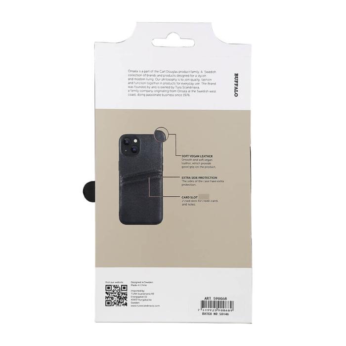 Bild 4, Buffalo iPhone 14 / 13 Skal Läder Med 2 Kortfack Svart