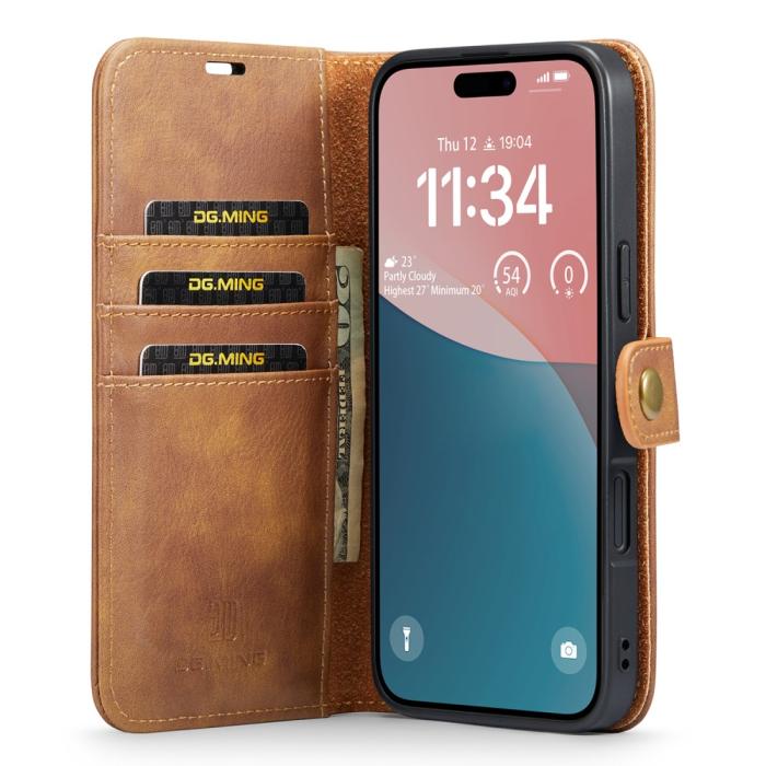Bild 2, DG.MING iPhone 16 Fodral 2in1 Magnet Brun
