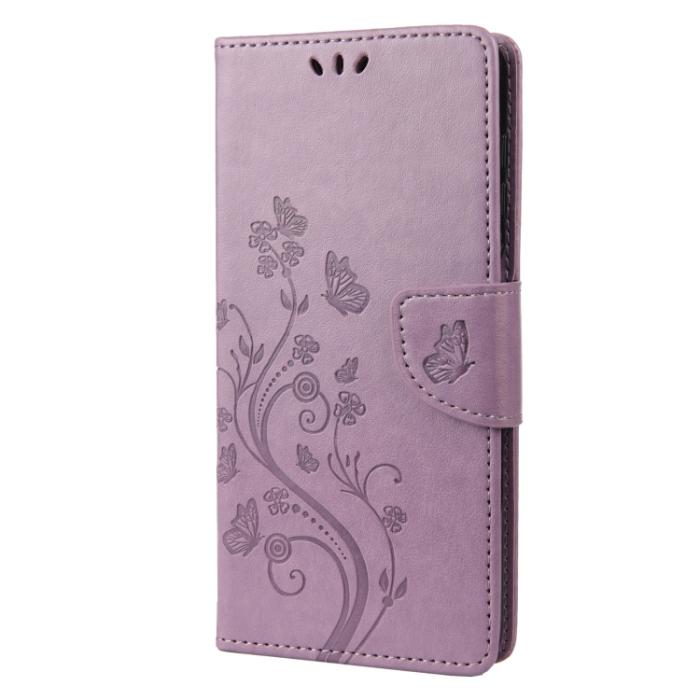 Bild 2, Motorola Moto G52/G82 Fodral Blommigt Tryck Ljus Lila