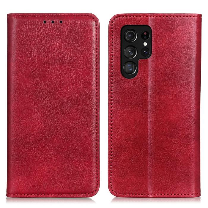 Bild 1, KHAZNEH Galaxy S23 Ultra Flip Fodral Split Läder Röd