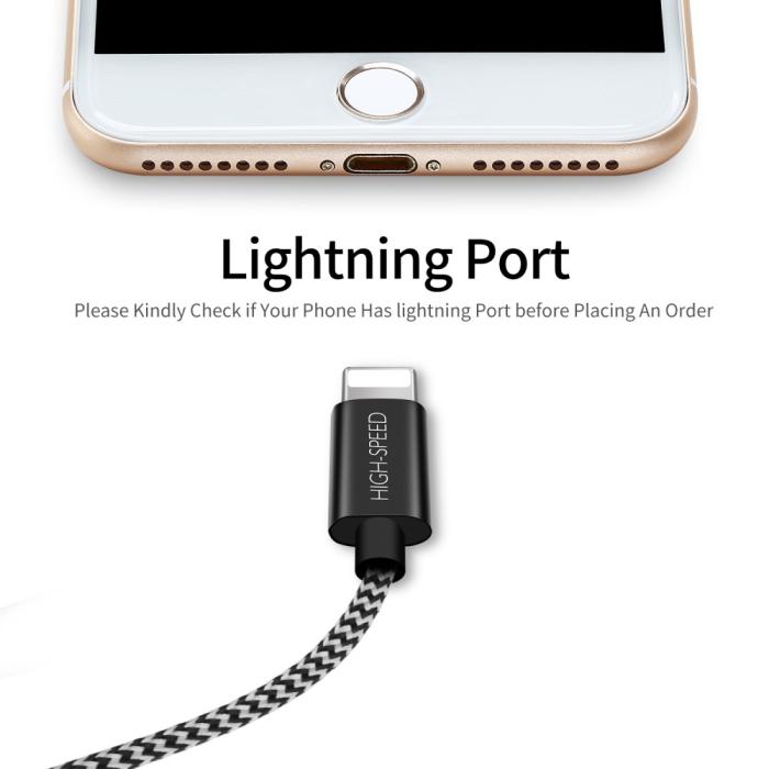 Bild 3, DUX DUCIS 2M Lightning Flätad Nylon Kabel