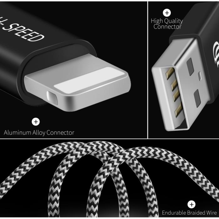 Bild 5, DUX DUCIS 2M Lightning Flätad Nylon Kabel