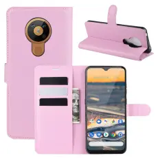 Nokia 5.3 - Litchi Pl&aring;nboksfodral - Ljus Rosa