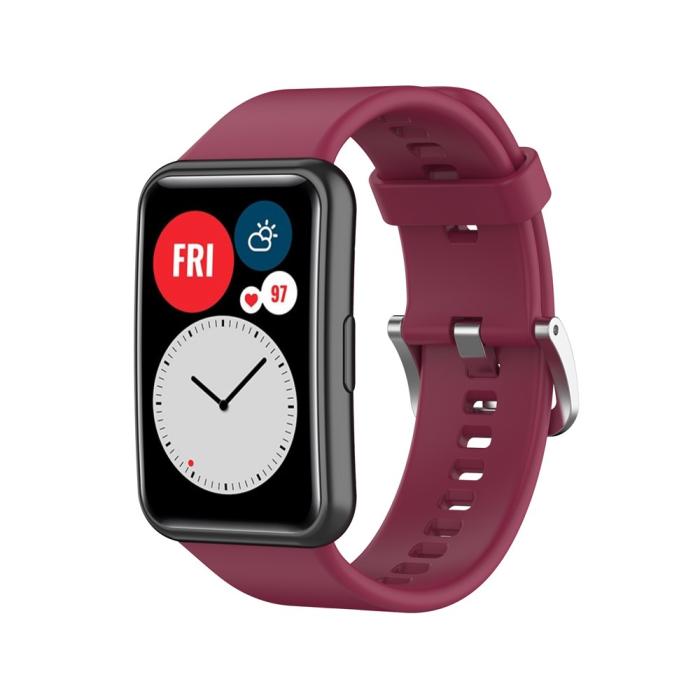 Bild 2, Silikon Armband För Huawei Watch Fit - Vinröd