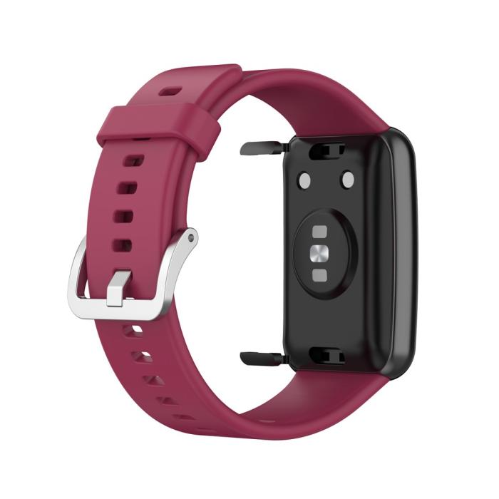 Bild 4, Silikon Armband För Huawei Watch Fit - Vinröd