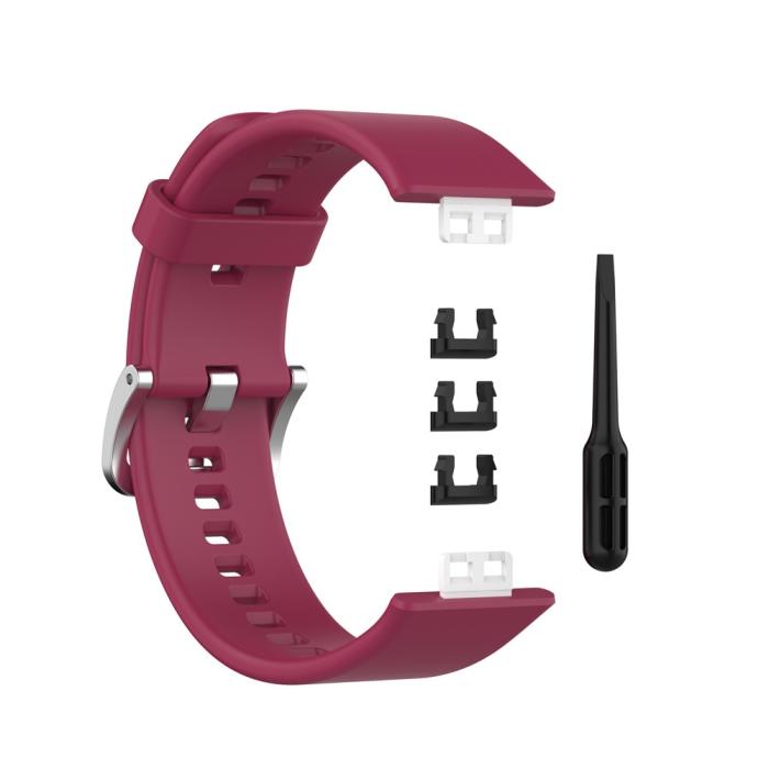 Bild 5, Silikon Armband För Huawei Watch Fit - Vinröd