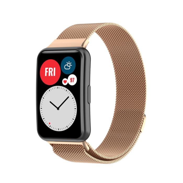 Bild 2, Milanese Loop Metall Armband Huawei Watch Fit - Roséguld