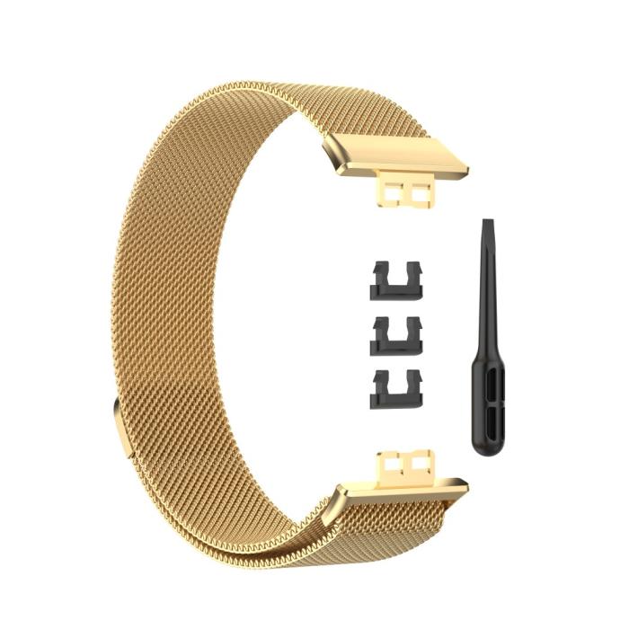 Bild 4, Milanese Loop Metall Armband Huawei Watch Fit - Guld