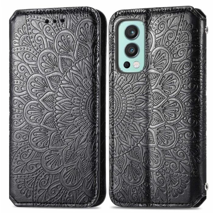 Bild 1, OnePlus Nord 2 5G - Mandala Tryckt Läder Fodral - Svart