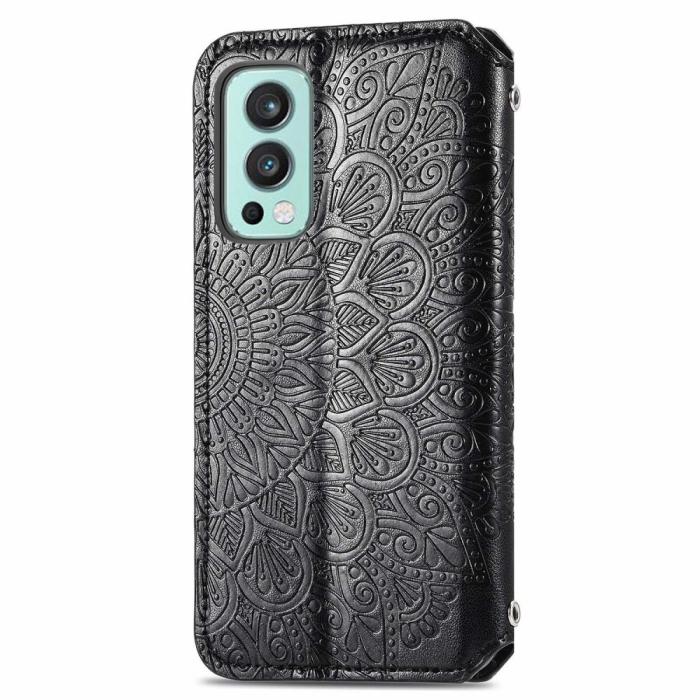 Bild 3, OnePlus Nord 2 5G - Mandala Tryckt Läder Fodral - Svart