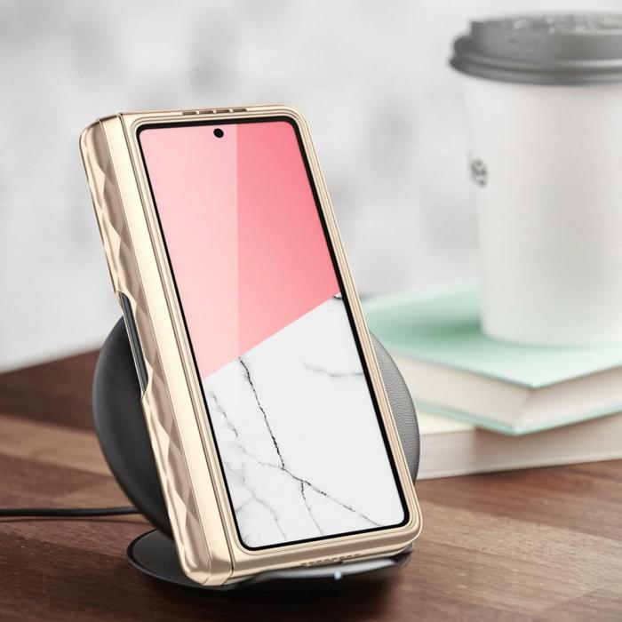 Bild 6, Supcase Galaxy Z Fold 5 Skal Cosmo Pen Marble Pink