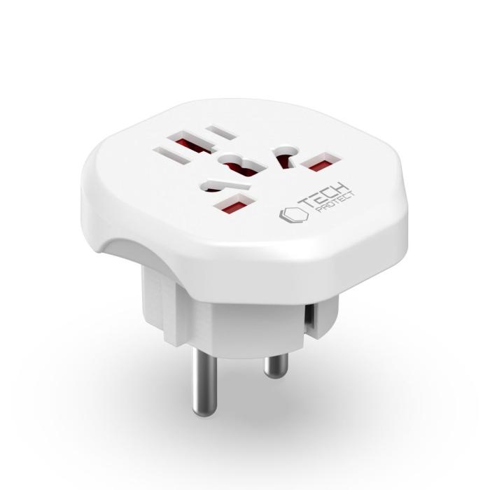 Bild 3, Tech-Protect Universal Reseadpater EU Plugg Vit