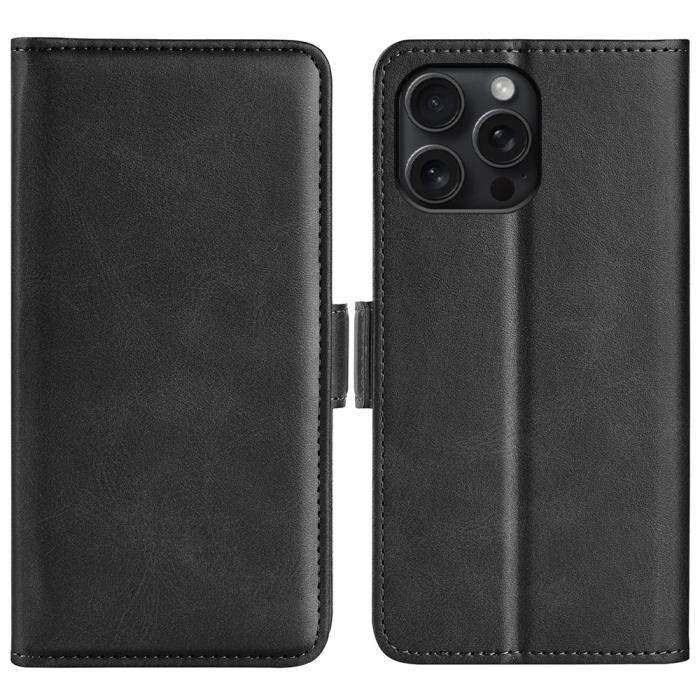 Bild 1, iPhone 16 Pro Max Fodral Flip Läder Svart