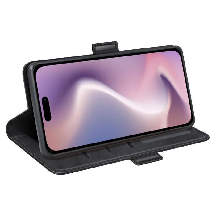 Bild 3, iPhone 16 Pro Max Fodral Flip Läder Svart