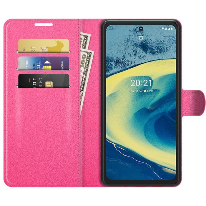 Bild 4, Nokia XR20 Fodral Litchi Läder Rosa