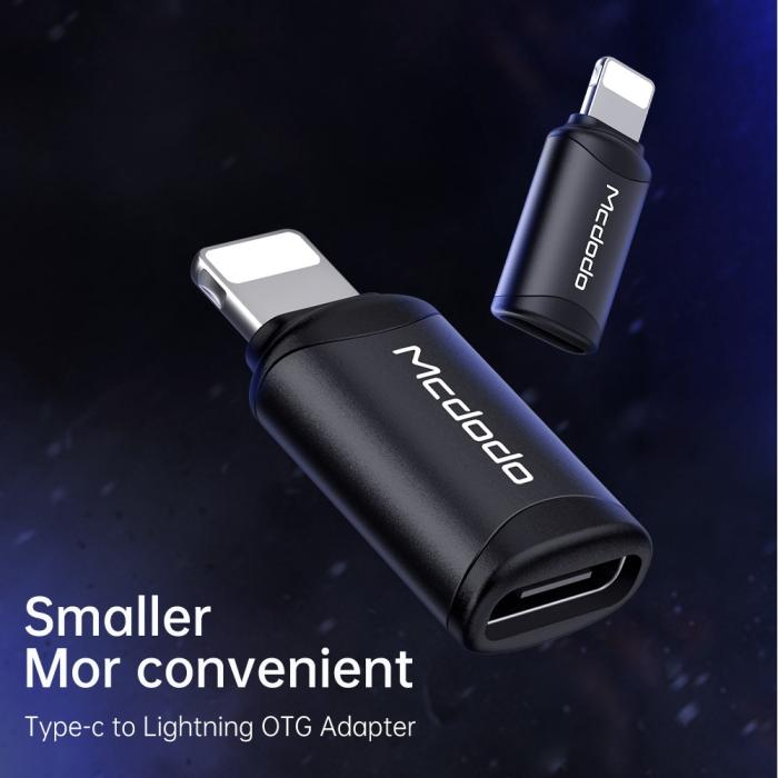 Bild 3, Mcdodo USB-C Hona - Lightning Hane Adapter Svart