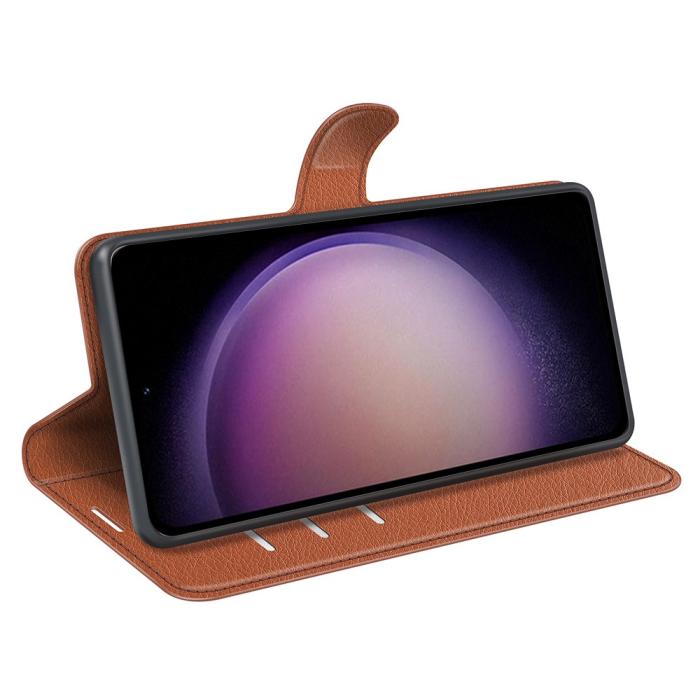 Bild 3, Samsung Galaxy S23 FE Fodral Litchi Textur Brun