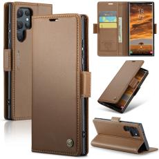 CASEME Galaxy S25 Ultra Fodral RFID Slim L&auml;der Brun