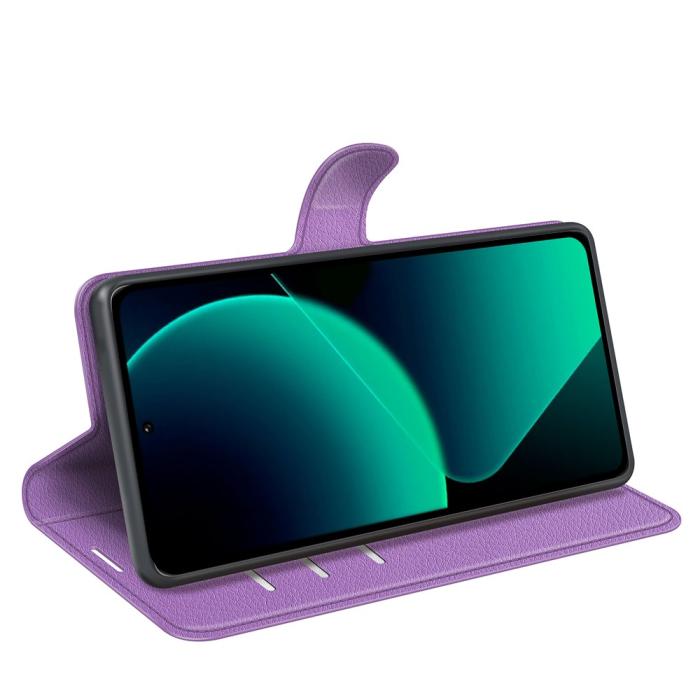 Bild 3, Xiaomi 13T / 13T Pro Fodral Litchi Läder Lila