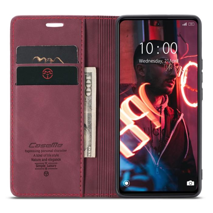 Bild 2, CASEME Xiaomi Redmi Note 12 Pro 5G Fodral Retro Flip Läder Vinröd