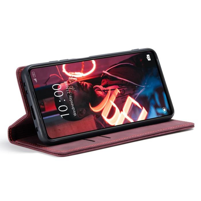 Bild 3, CASEME Xiaomi Redmi Note 12 Pro 5G Fodral Retro Flip Läder Vinröd