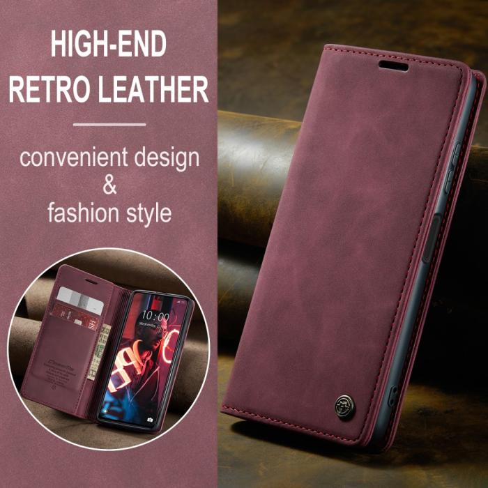 Bild 4, CASEME Xiaomi Redmi Note 12 Pro 5G Fodral Retro Flip Läder Vinröd