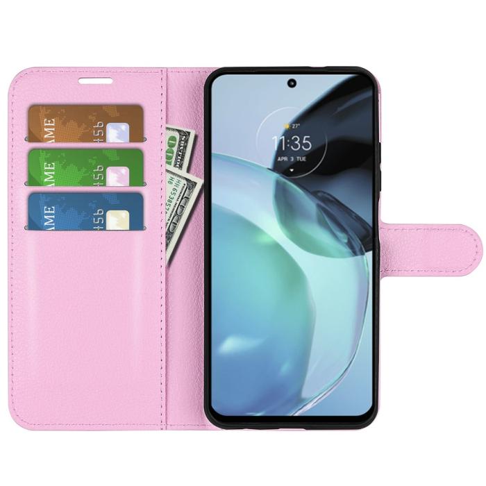 Bild 2, Google Pixel 7A Fodral Litchi Textur Läder Ljus Rosa