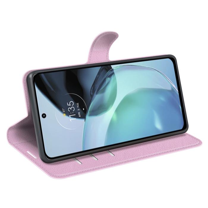 Bild 3, Google Pixel 7A Fodral Litchi Textur Läder Ljus Rosa