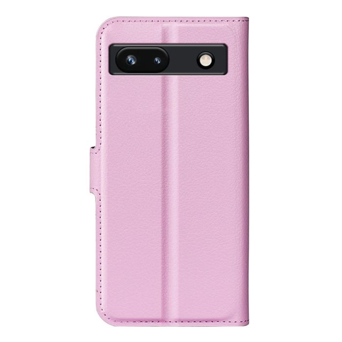 Bild 6, Google Pixel 7A Fodral Litchi Textur Läder Ljus Rosa