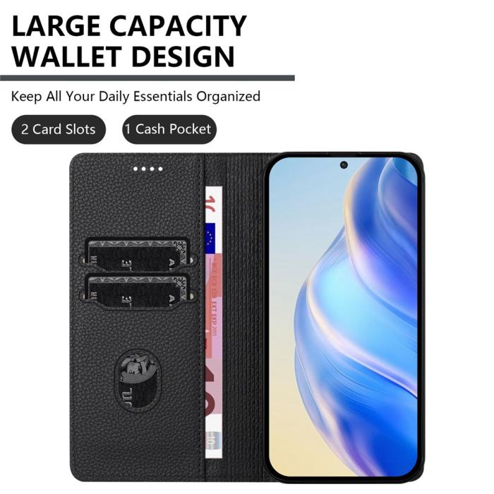 Bild 6, Google Pixel 10/10 Pro / 9/9 Pro Fodral RFID Litchi Läder Svart