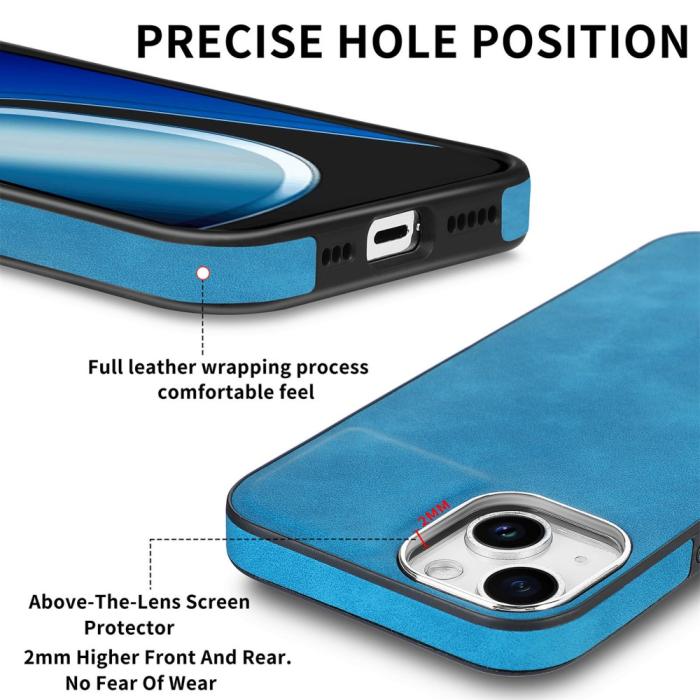 Bild 4, iPhone 15 Plus Skal Läderbelagt Skin Touch Blå