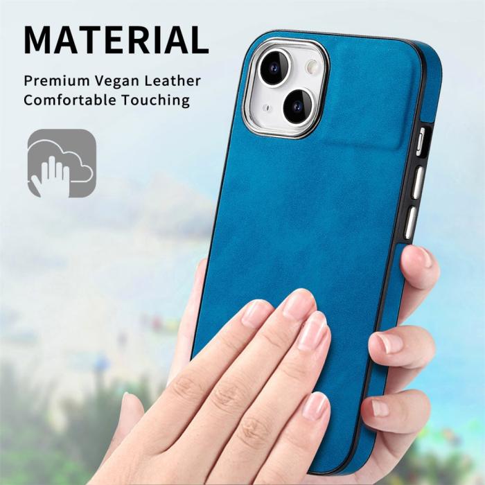 Bild 5, iPhone 15 Plus Skal Läderbelagt Skin Touch Blå