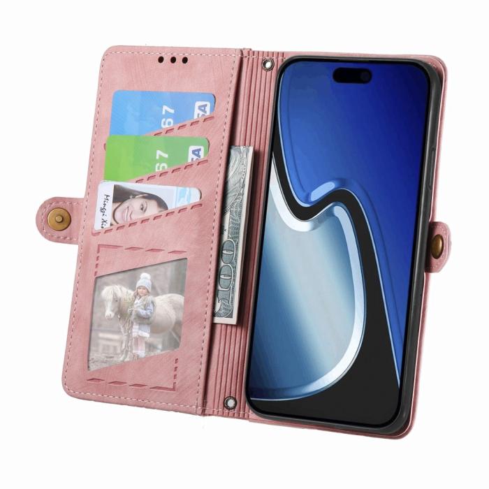 Bild 2, iPhone 15 Plus Fodral Geometri Med Snodd Rosa