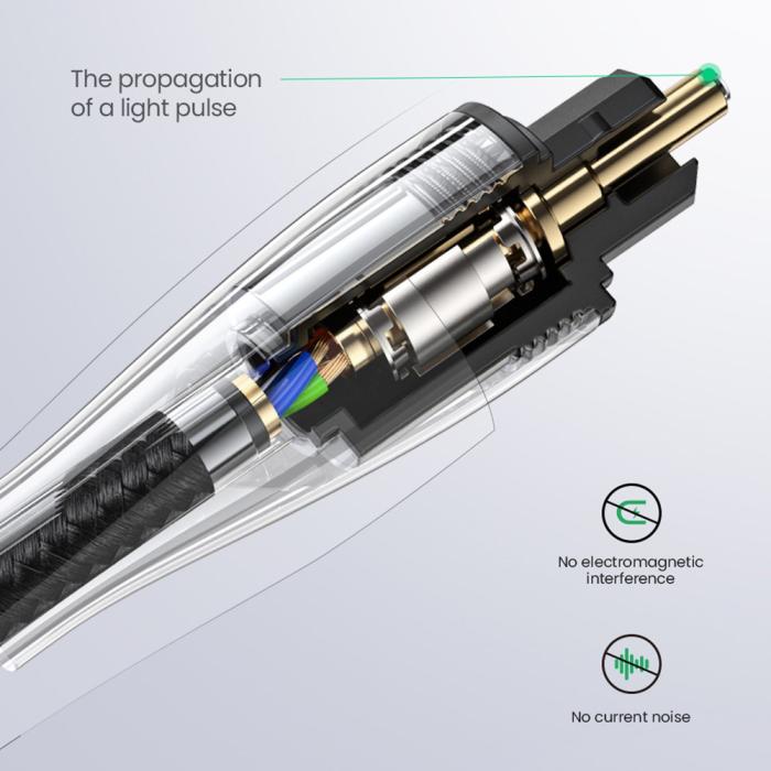 Bild 2, UGREEN 1m Optisk Fiberkabel Toslink Svart