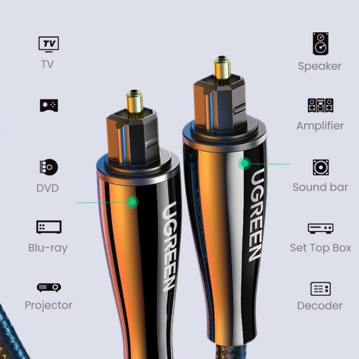 Bild 3, UGREEN 1m Optisk Fiberkabel Toslink Svart