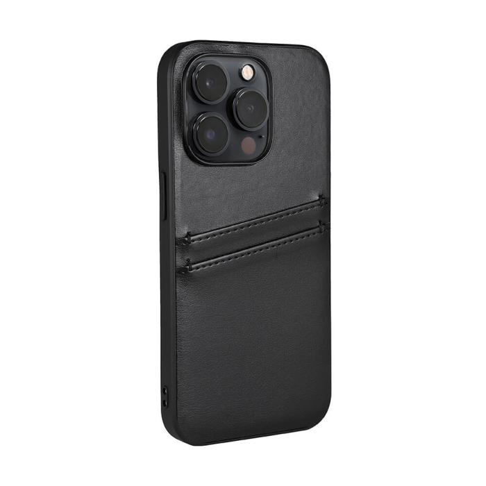 Bild 3, Buffalo iPhone 14 Pro Skal Läder Med 2 Kortfack Svart