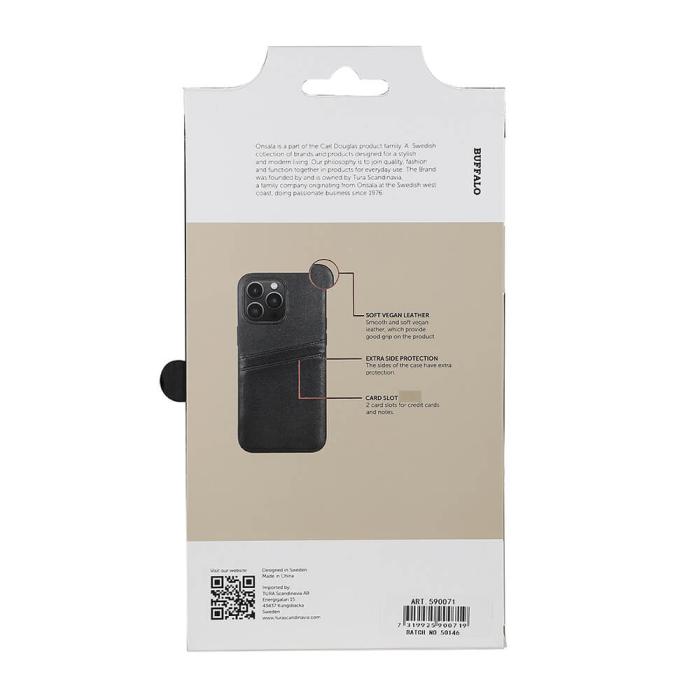 Bild 4, Buffalo iPhone 14 Pro Max Skal Läder Med 2 Kortfack Svart