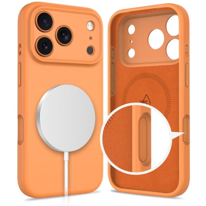Bild 2, Tech-Protect iPhone 17 Pro Skal MagSafe Silicone Cosmic Orange