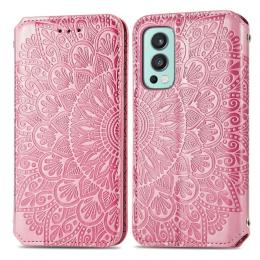 OnePlus Nord 2 5G - Mandala Tryckt Läder Fodral - Rosa