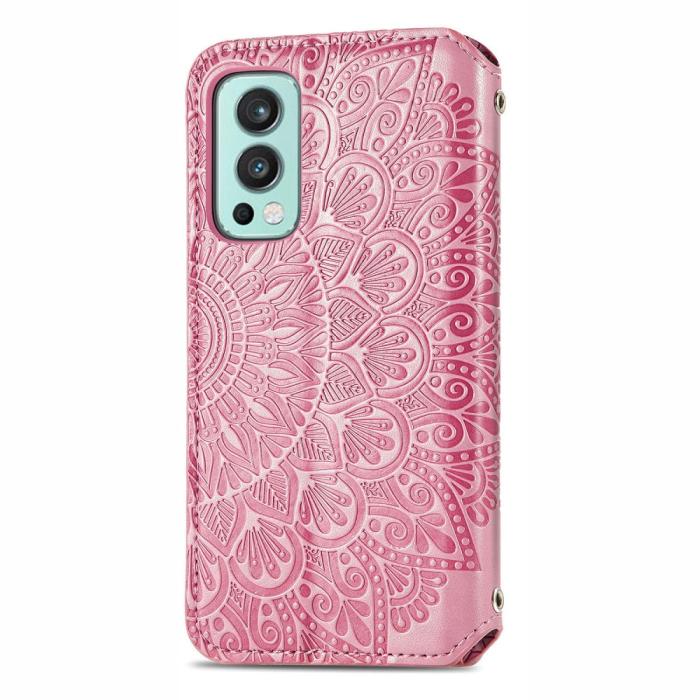 Bild 3, OnePlus Nord 2 5G - Mandala Tryckt Läder Fodral - Rosa