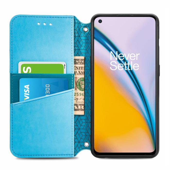Bild 4, OnePlus Nord 2 5G - Mandala Tryckt Läder Fodral - Blå